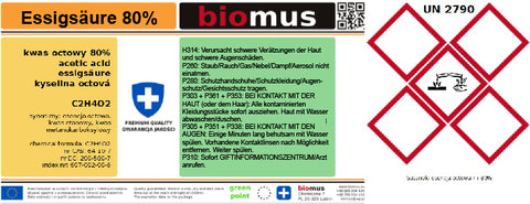 Essig-Essenz. Essigsäure 80% 1L BIOMUS