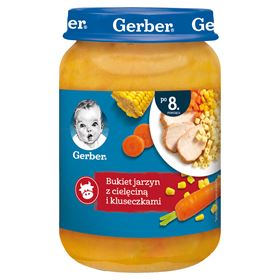 GERBER GEMÜSEBLUQUET MIT KALBKALB UND KNÖDELN NACH 8 MONATEN AUF 190 G