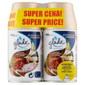 GLADE BY BRISE AUTOMATISCHER LUFTERFRISCHER MIT SANDELHOLZ- UND JASMINSPRAY, 269 ML, 2 STÜCK