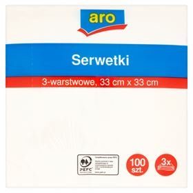 ARO 3-LAGIGE WEIßE SERVIETTEN 33 X 33 100 STÜCK