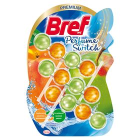 BREF WC-PARFÜMSCHALTER, REINIGUNGS- UND DUFTANHÄNGER FÜR WC-BIRNEN, PFIRSICH-ROTER APFEL 50 G, 3 STÜCK