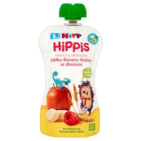 HIPP BIO HIPPY ÄPFEL-BANANEN-HIMBEER MIT GETREIDE FRUCHTMOUSSE NACH 6 MONATEN 100 G