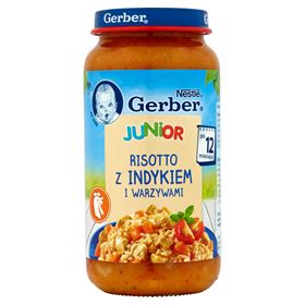 GERBER JUNIOR RISOTTO MIT TRUTHAHN UND GEMÜSE NACH 12 MONATEN AUF 250 G