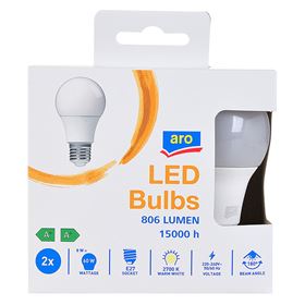 ARO LED A60 STD 8,5W E27 806LM 2700K 2 STÜCK