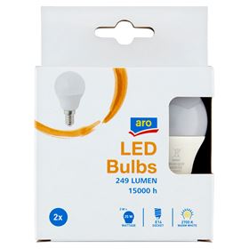 ARO LED G45 KUGEL 3W E14 250LM 2700K 2 STÜCK