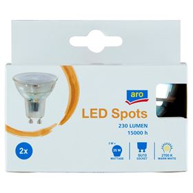 ARO LED-SPOTLIGHT 3W GU10 230LM 2700K 2 STÜCK