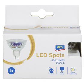 ARO LED-SPOTLIGHT GU5.3 3W 12V 230LM 2700K 2 STÜCK