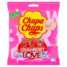 CHUPA CHUPS STRAWBERRY LOVE LOLLIES MIT MEHRGESCHMACKEN 120 G (10 STÜCK)