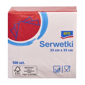 ARO 3-LAGIGE ROTE SERVIETTEN 33 X 33 CM 100 ST