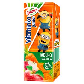 HORTEX VITAMINKA JUNIOR SAFT 100 % APFELKAROTTE 200 ML 27 STÜCK