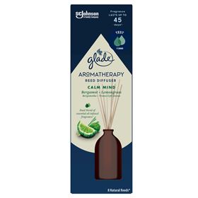 GLADE AROMATHERAPIE REED DIFFUSER CALM MIND LUFTERFRISCHER Duftstäbchen Bergamotte + Zitronengras 80 ML