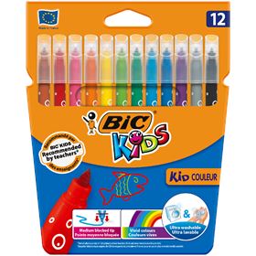 BIC KIDS KID COULEUR FARBIGE WASCHBARE FILZSPITZEN 12 FARBEN