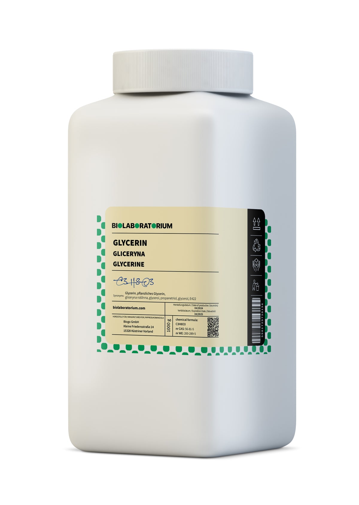 Pflanzliches Glycerin Ph. Eur. min. 99,5% BIOLABORATORIUM 1 Kg