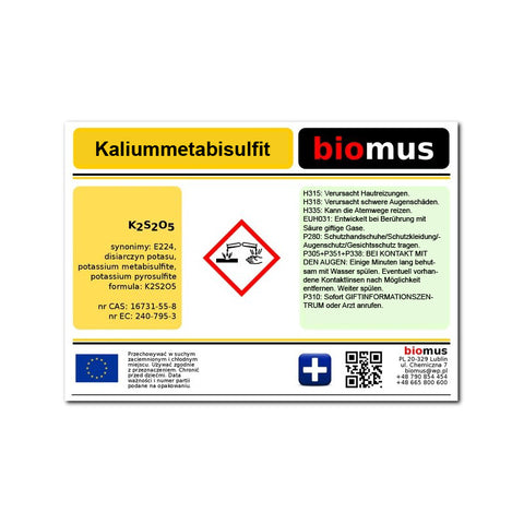 Kaliummetabisulfit E224 1kg BIOMUS