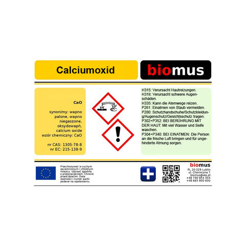 Calciumoxid. Gebrannter Kalk 100g BIOMUS