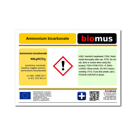 Ammoniumbicarbonat. Ammoniak 25 kg BIOMUS