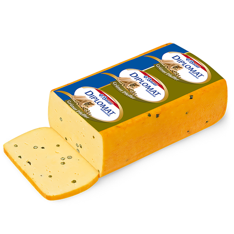 Nach Gewicht: Diplomat-Käse mit Temar-Pfeffer (Scheiben ca. 100 g)