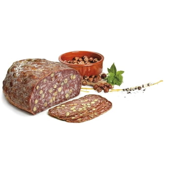 Nach Gewicht: Französische Salami mit Haselnüssen (Scheiben ca. 100 g)