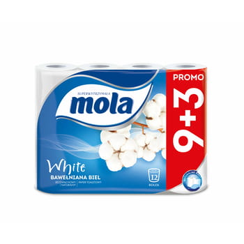 2-lagiges Toilettenpapier Mola White Cotton White 12 Rollen