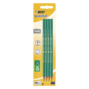 Graphitstift ohne Radiergummi Blister HB 4 Stk. BIC