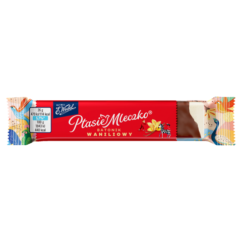 Ptasie Mleczko Vanilleriegel in Dessertschokolade E. Wedel 26g