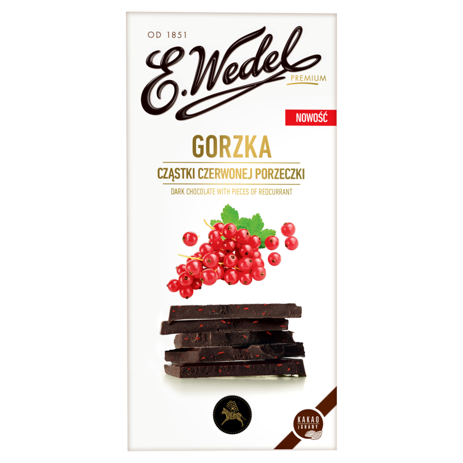 Premium-Zartbitterschokolade mit roter Johannisbeere E. Wedel 100g