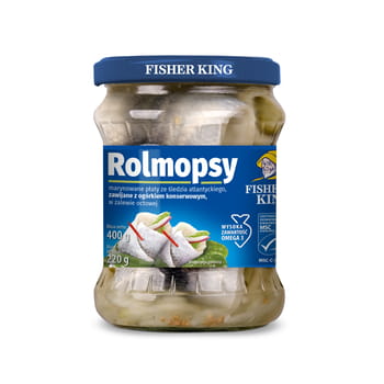 Rollmops mit Gurke in Marinade Fisherking 400g