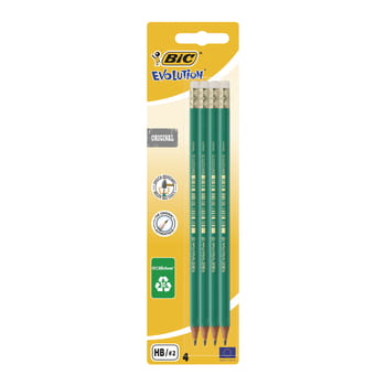 Evolution Original 655 Graphitstift mit Radiergummi Blister BIC 4 Stk.