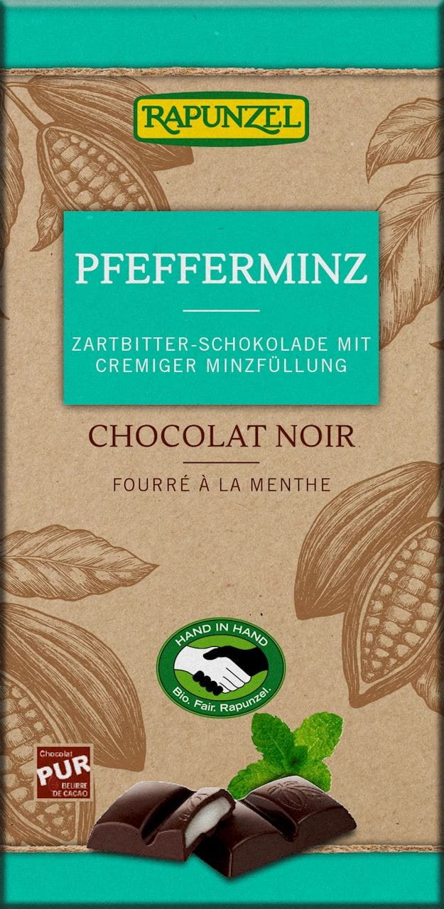 Bitterschokolade mit Minzfüllung BIO 100 g - RAPUNZEL