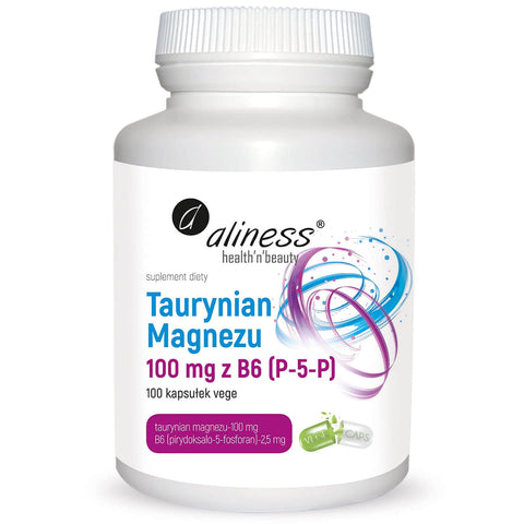 Magnesiumtaurat 100 MG mit B6 Pyridoxal - 5 - Phosphat P - 5 - P 25 MG 100 Kapseln vege ALINESS