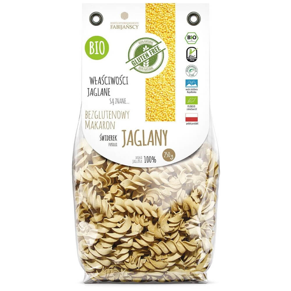 Hirse, Fusilli, glutenfreie Nudeln BIO 250 g FABIJAŃSCY