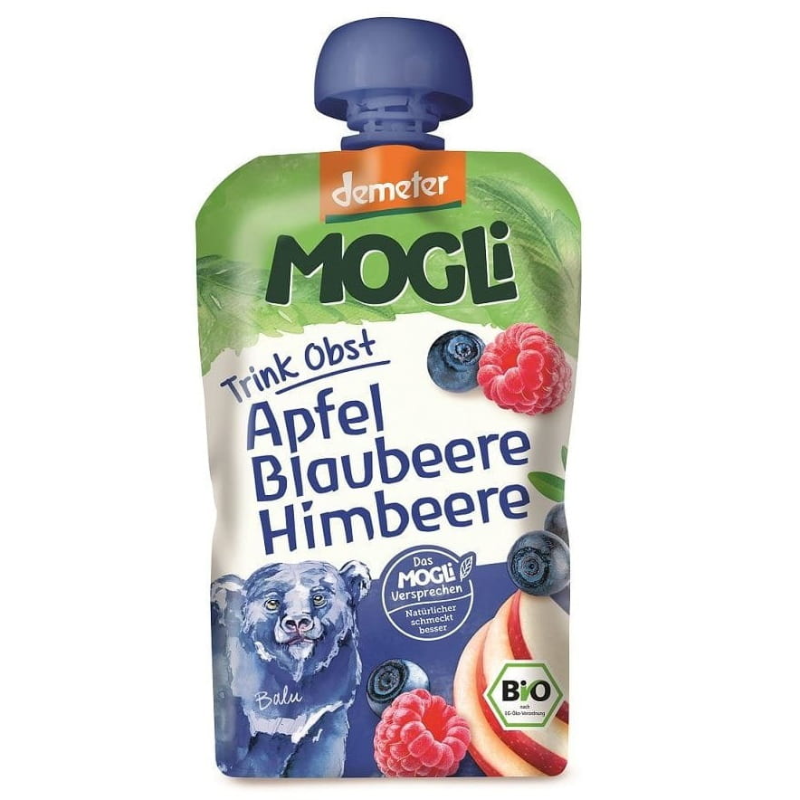 Moothie - Apfelpüree mit Banane, Heidelbeere und Himbeere 100% Frucht ohne Zuckerzusatz BIO 100 g - MOGLI