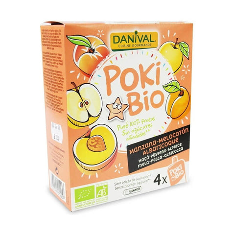 Apfel - Pfirsich - Aprikosenpüree 100% Frucht ohne Zuckerzusatz BIO 4x90 g - DANIVAL