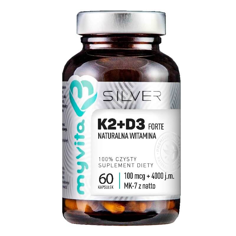 K2 + D3 FORTE 100mcg K2 + 4000j.m. D3 60 Kapseln MYVITA SILBER PURE