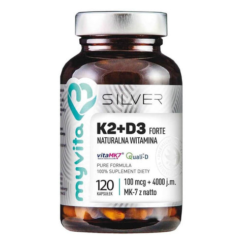 K2 + D3 FORTE 100mcg K2 + 4000j.m. D3 120 Kapseln MYVITA SILBER PURE