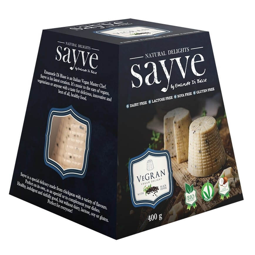 Veganes Produkt mit Kichererbsen und schwarzem Pfeffer, laktosefrei glutenfrei BIO 400 g - SAYVE