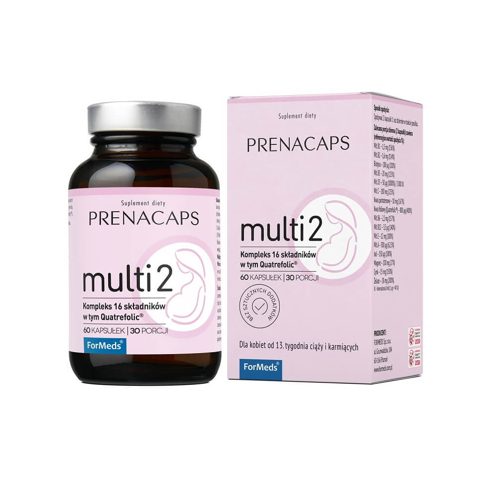 Multi 2-Komplex 16 Inhaltsstoffe, darunter Quatrfolikum 60 Kapseln 30 Portionen 335 g FORMEDS Prenacaps