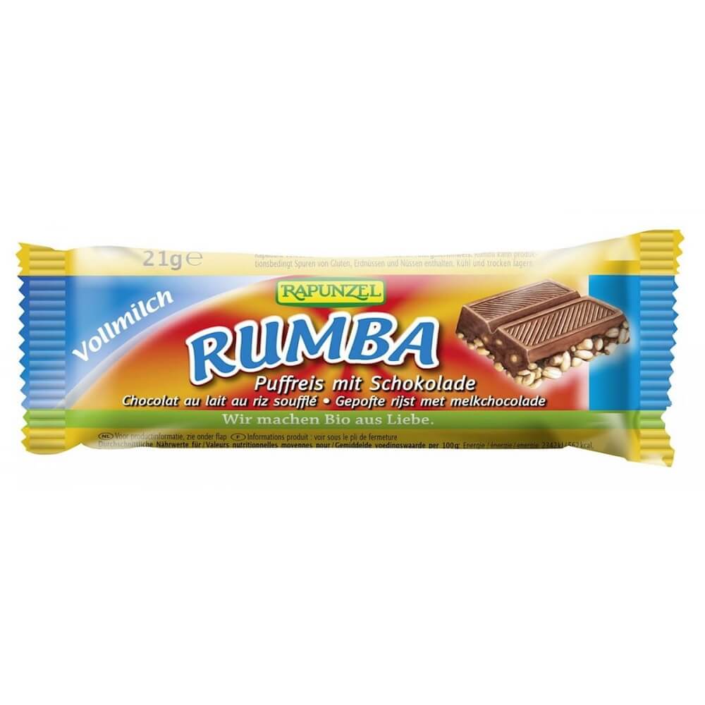 Rumba-Riegel mit Milchschokolade und zubereitetem Reis BIO 21 g - RAPUNZEL