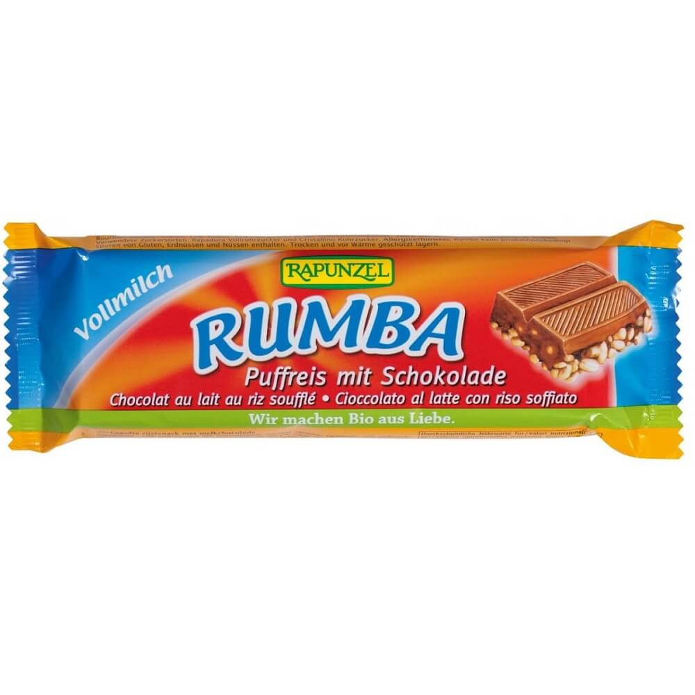 Rumba Riegel mit Milchschokolade und Reis zubereitet BIO 50 g - RAPUNZEL