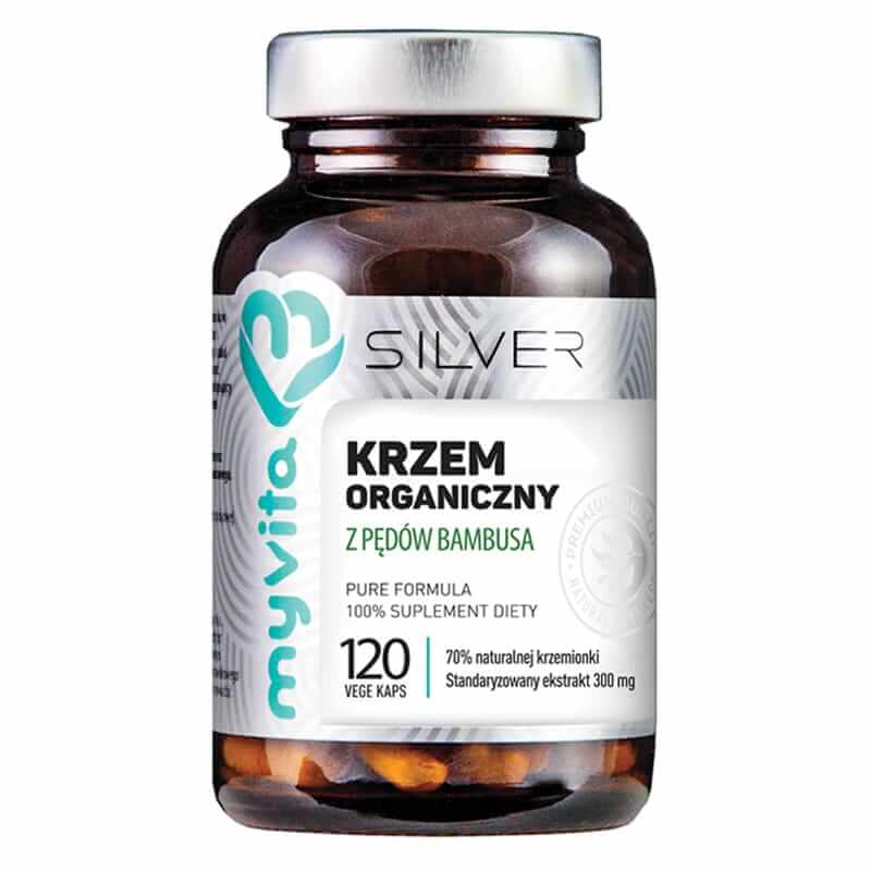 Organisches Silizium aus Bambussprossen 70 % natürliche Kieselsäure standardisierter Extrakt 300 MG 120 Kapseln MYVITA SILVER PURE