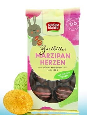 Vegane Marzipanherzen BIO 65 g ROSENGARTEN