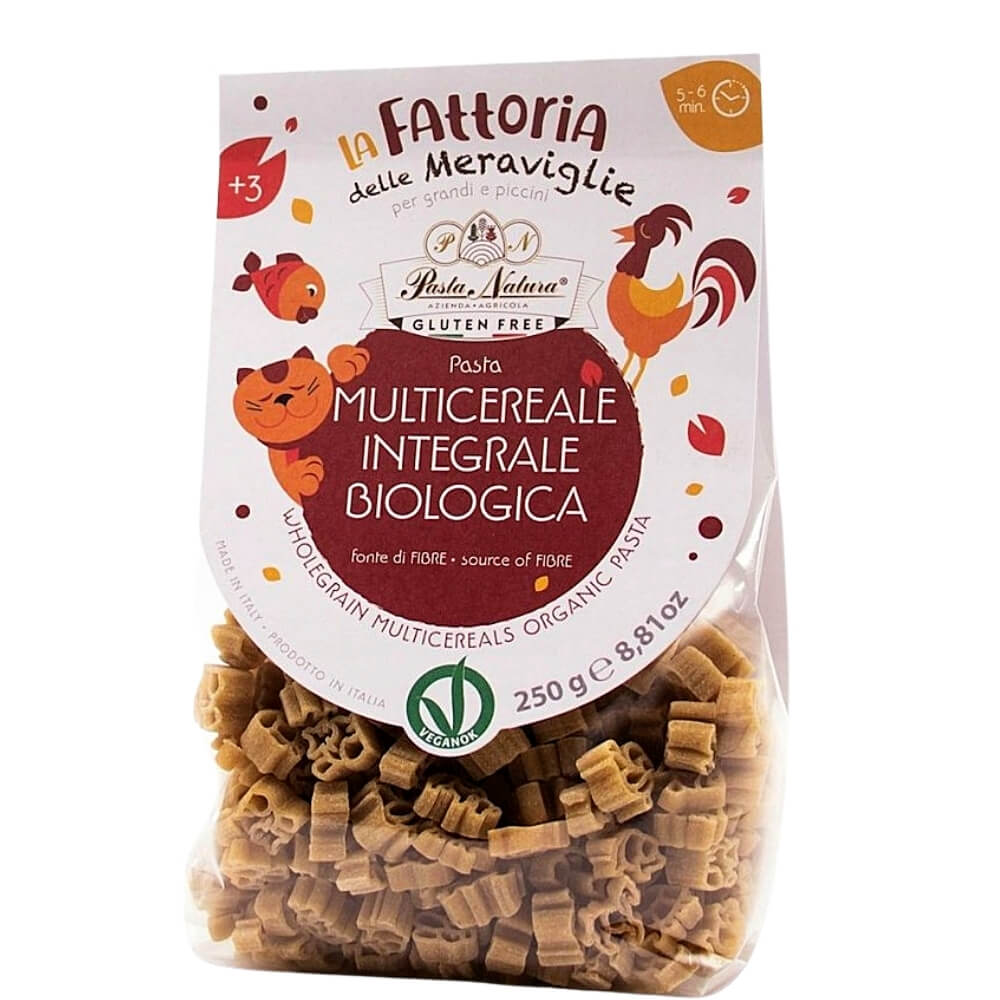 Nudeln (Reis und Buchweizen mit Amaranth und Teff für Kinder) Tiere glutenfrei BIO 250 g - NATURA PASTA