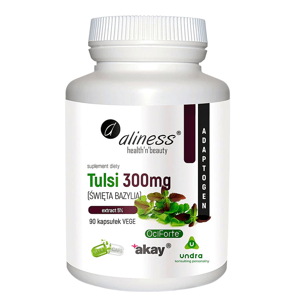 Tulsi heiliges Basilikum 300 MG Extrakt 5% 90 Kapseln vege ALINESS