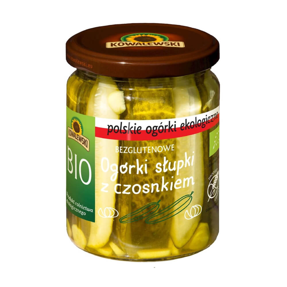 Eingelegte Gurken mit Knoblauch glutenfrei BIO 480 g (260 g) - KOWALEWSKI