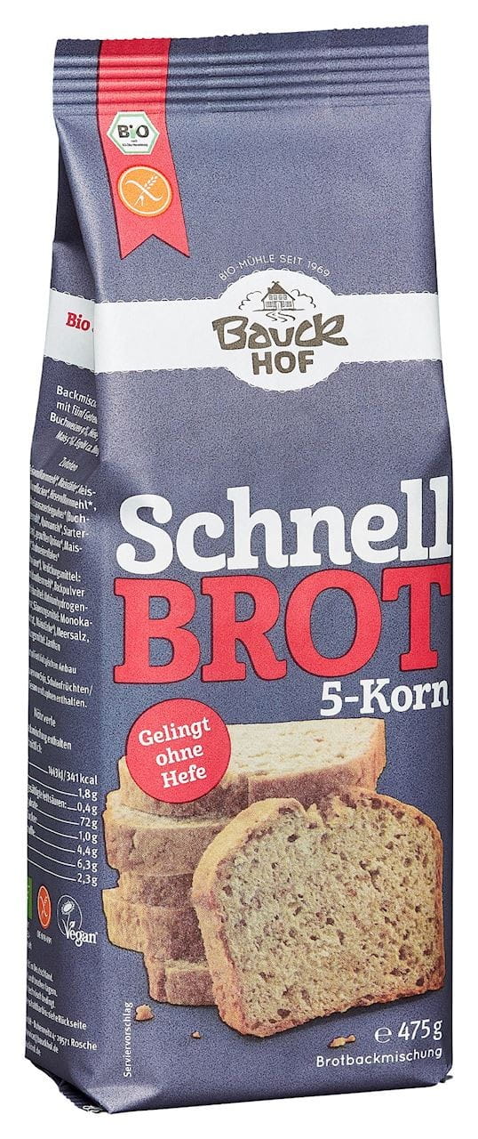 Brotbackmischung 5 Körner glutenfrei BIO 475 g - BAUCK HOF