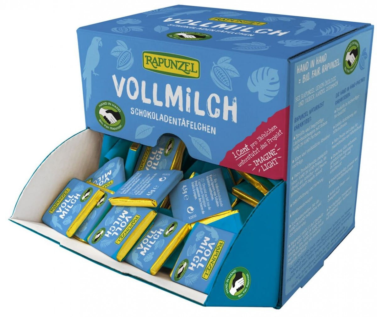 Kleine fair gehandelte Milchschokolade BIO 45 g x 150 Stück - RAPUNZEL