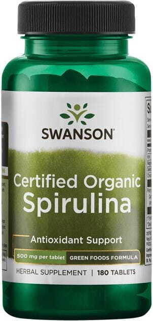 Spirulina aus kontrolliert biologischem Anbau Spirulina aus kontrolliert biologischem Anbau 500 mg 180 Tabletten von SWANSON