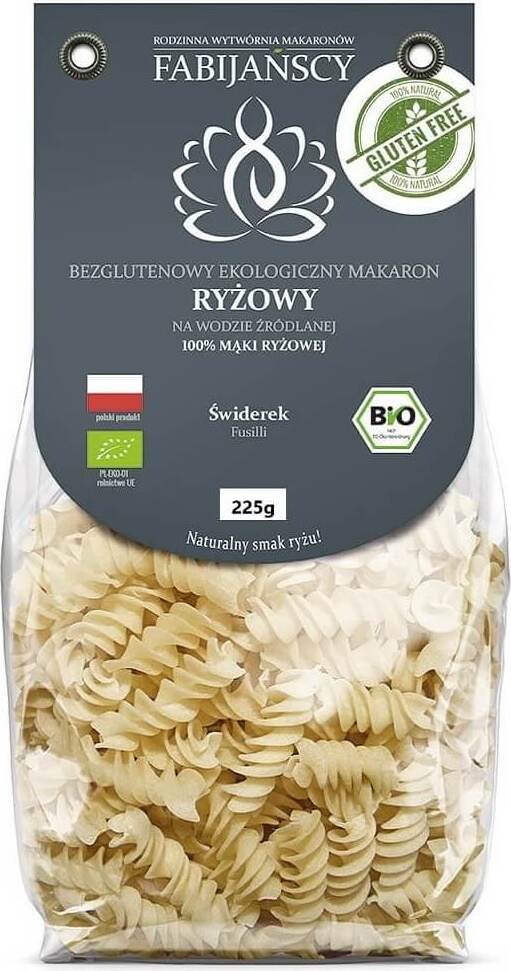 Nudeln (weißer Reis), Fusilli, glutenfrei BIO 225 g - FABIJAŃSCY