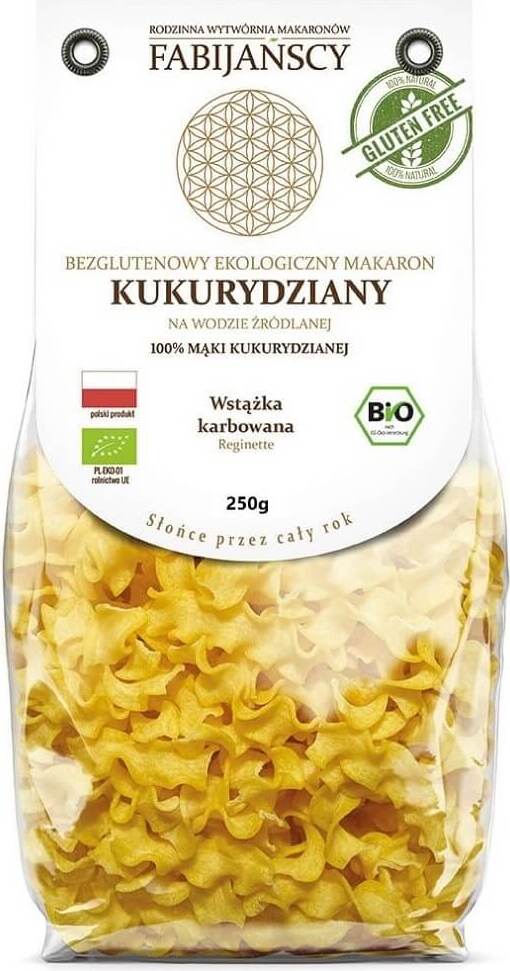 Maisnudeln, gerippte Reginette, glutenfrei BIO 250 g - FABIJAŃSCY