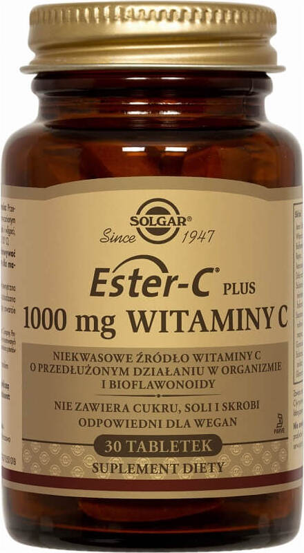 Ester - C plus 1000 mg Vitamin C nicht-saure Vitamin-C-Quelle mit verlängerter Wirkung 30 SOLGAR-Tabletten